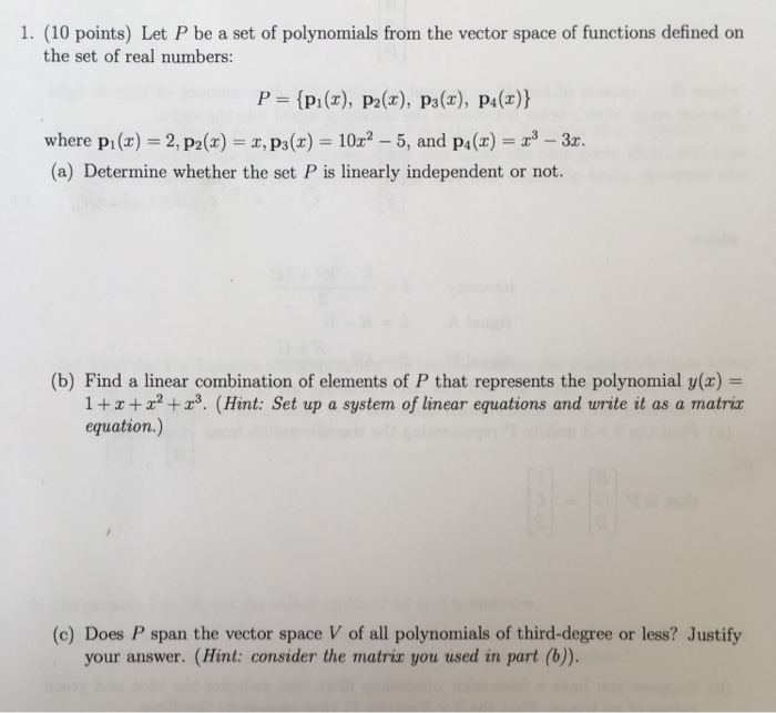Solved 1. (10 points) Let P be a set of polynomials from the | Chegg.com