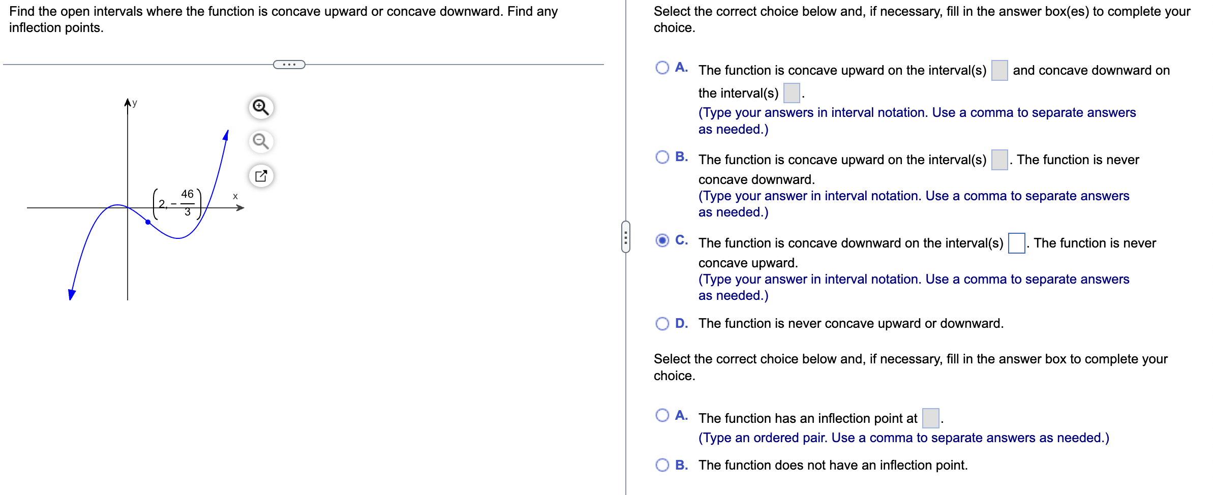 Solved Find the open intervals where the function is concave | Chegg.com