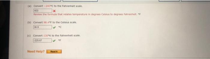 Solved (a) Convert 243C to the Fahrenheit scale. 403 Review