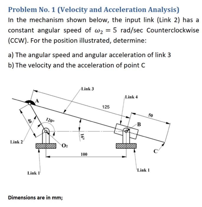 Solved Problem No. 1 (Velocity And Acceleration Analysis) In | Chegg.com