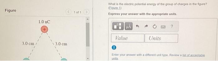 What is the electric potential energy of the group of charges in the figure?
(Elgure 1)
Express your answer with the appropri