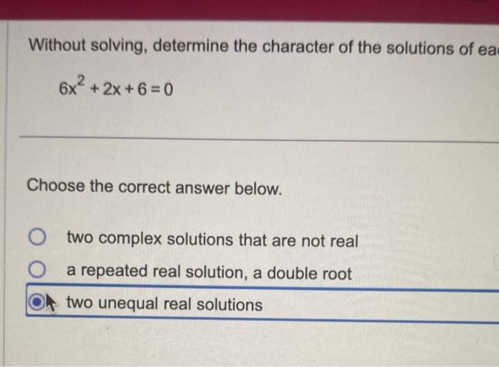 Solved Without solving, determine the character of the | Chegg.com