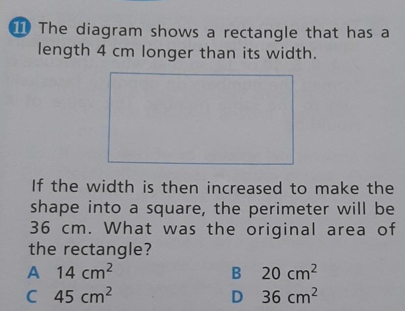 Solved 11 The diagram shows a rectangle that has a length 4 | Chegg.com