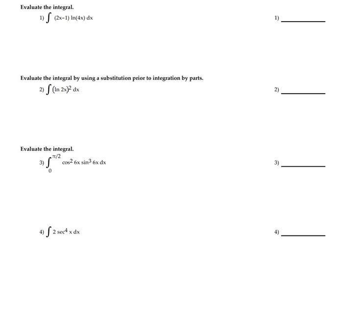 evaluate integration 1 4x 2 11 dx