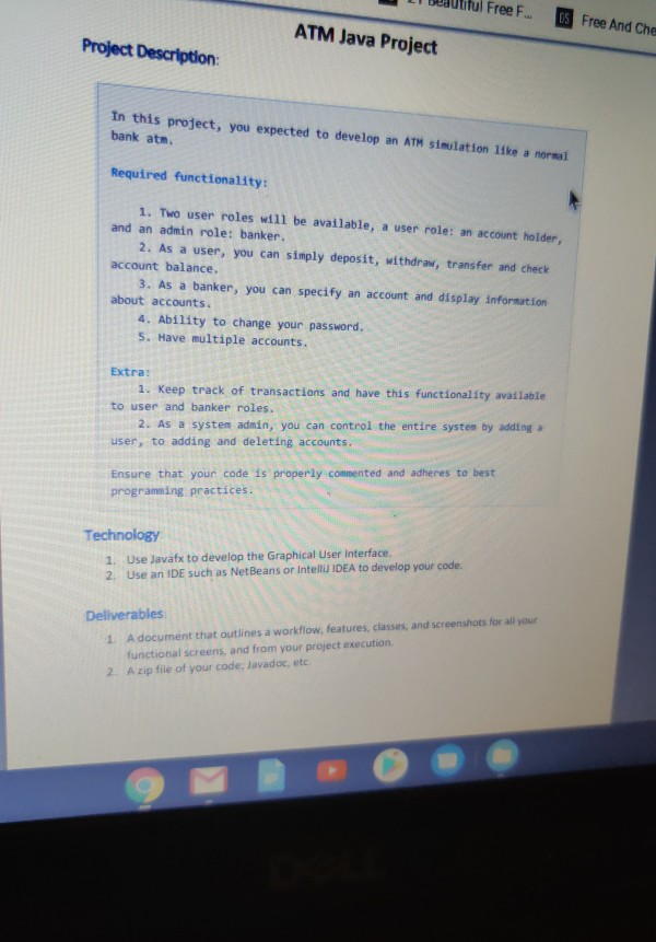 Solved Free F. IS Free And Che ATM Java Project Project | Chegg.com