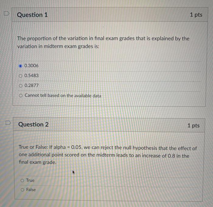 Solved Scatter Plot of Final Exam Grade & Midterm Exam Grade | Chegg.com