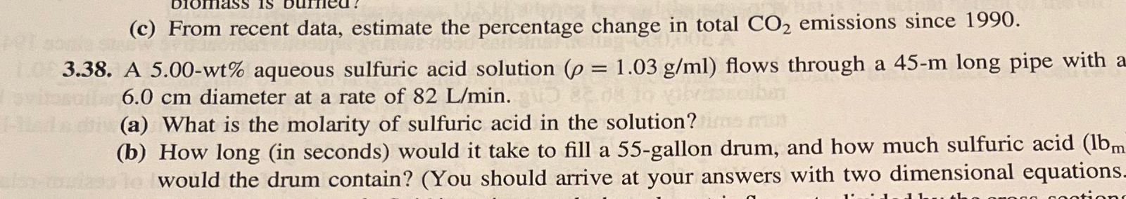 Solved \\n3.38. A 5.00-wt% aqueous sulfuric acid solution | Chegg.com