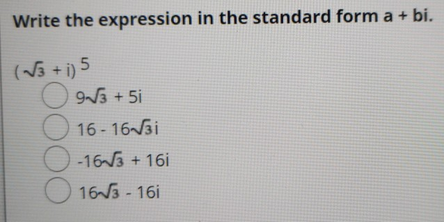 Solved Write the expression in the standard form a + bi. (13 | Chegg.com