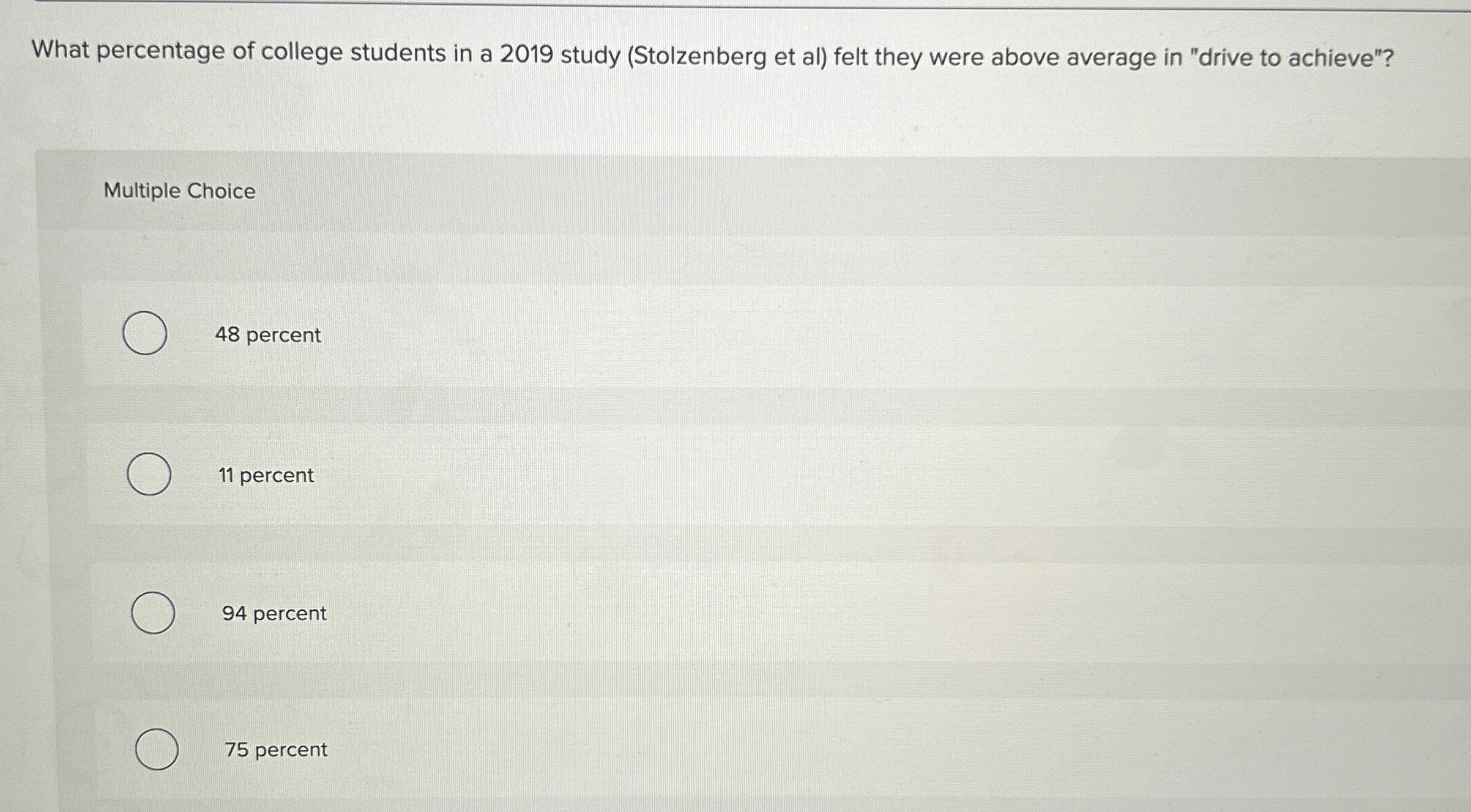 Solved What percentage of college students in a 2019 ﻿study | Chegg.com