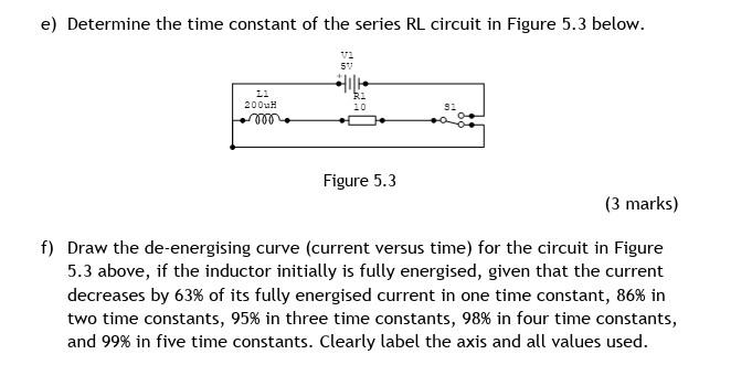 Solved e) Determine the time constant of the series RL | Chegg.com