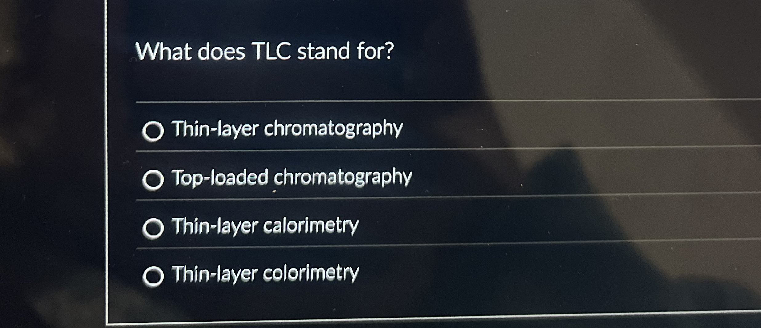 Solved What does TLC stand for?Thinlayer