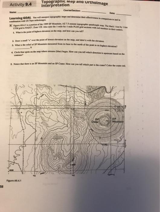 Solved Topographic Map Construction Activity 9.3 Name | Chegg.com