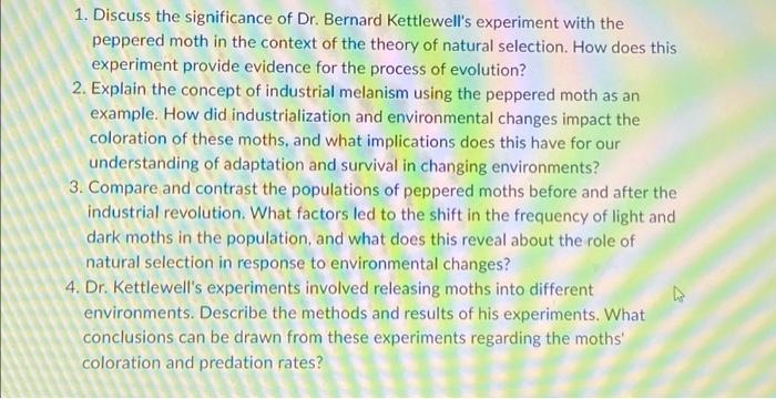 summarize dr. kettlewell's experiment