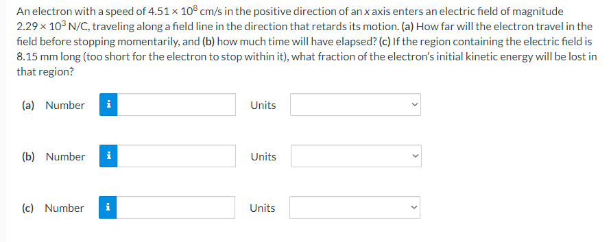 Solved An electron with a speed of 4.51×108cms ﻿in the | Chegg.com ...