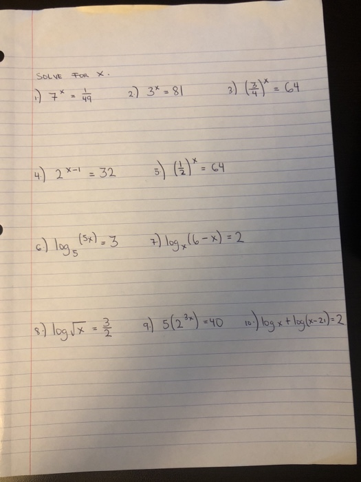 Solved Solve For X 2 7 2 3 81 3 64 4 2x 1 Chegg Com