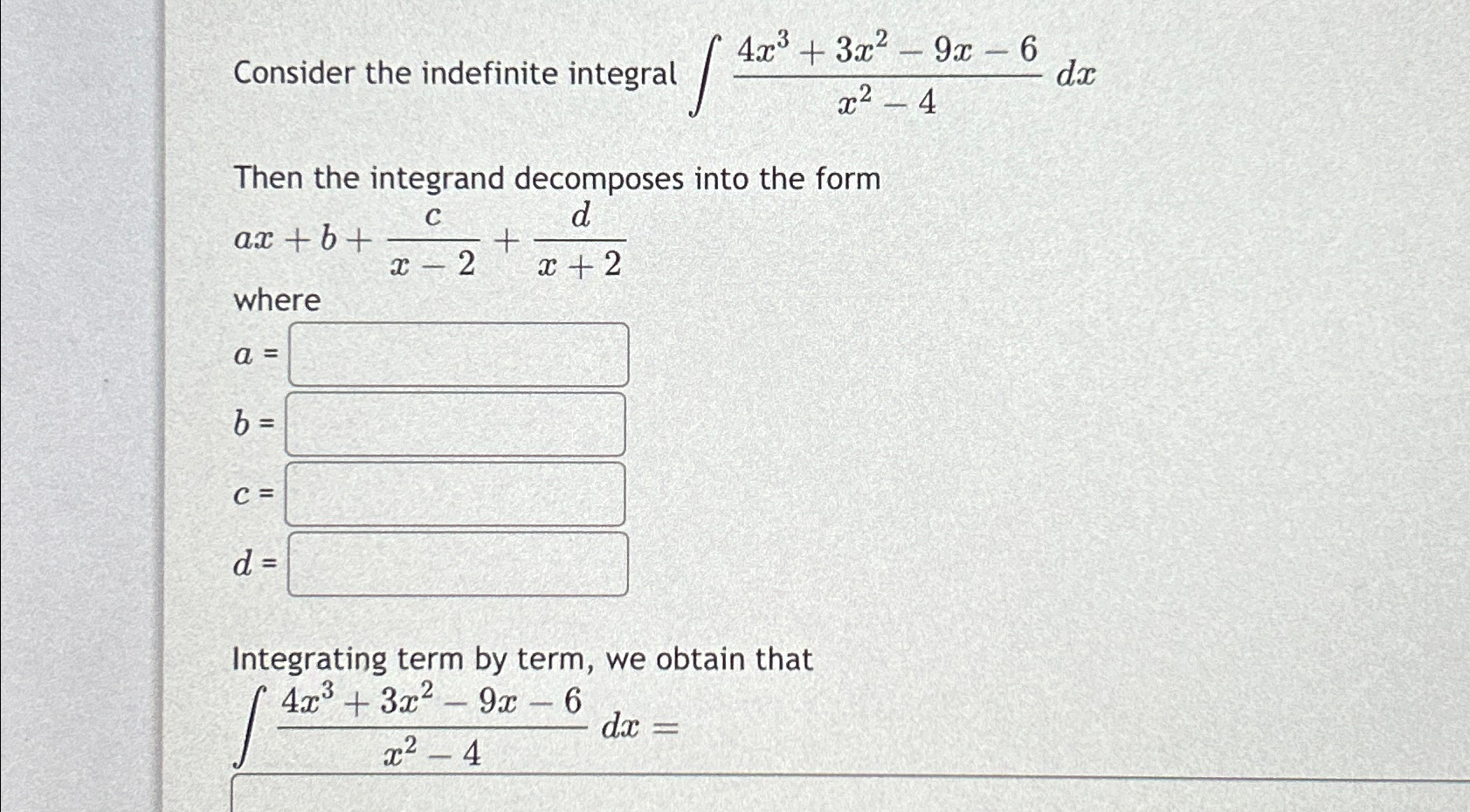 Solved Consider The Indefinite Integral