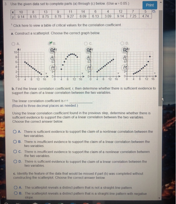 Solved 3. Use the given data set to complete parts (a) | Chegg.com