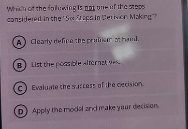 Solved Which of the following is not one of the steps | Chegg.com