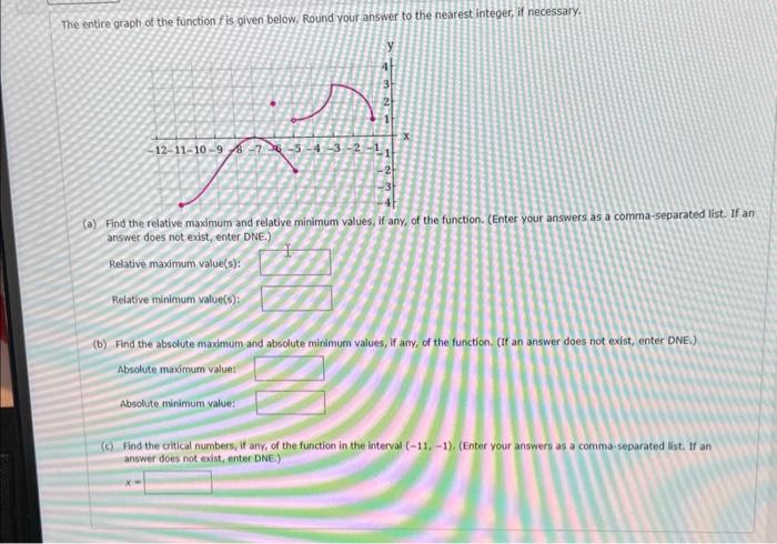 Solved The entire graph of the function f is given below. | Chegg.com