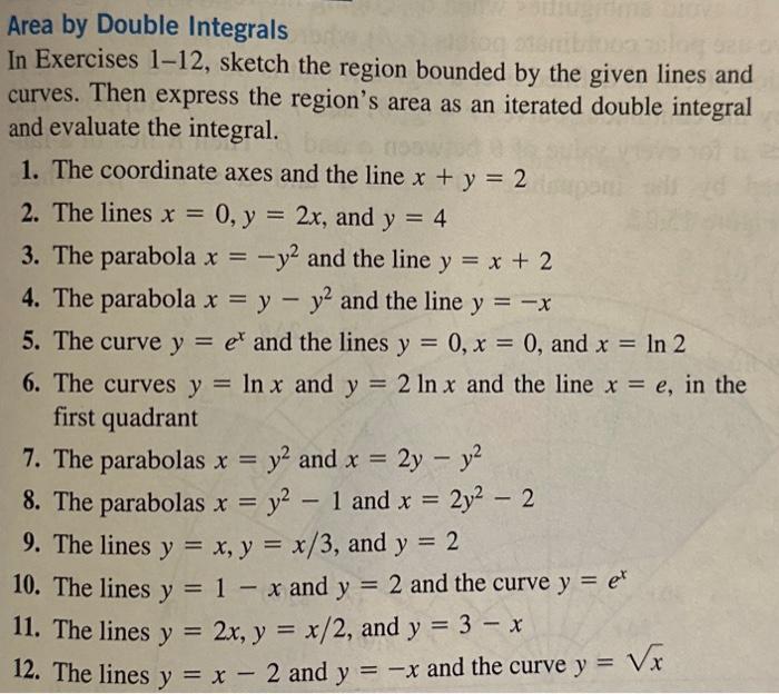 Solved In Exercises 1-12, sketch the region bounded by the | Chegg.com