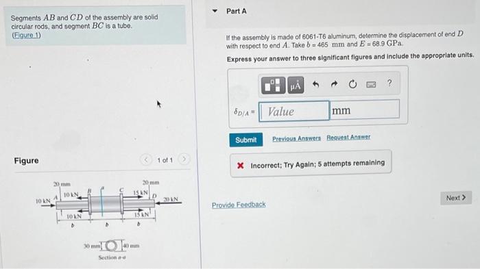 Solved Part A Segments AB And CD Of The Assembly Are Solid | Chegg.com