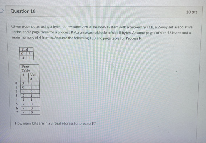 Solved Question 18 10 Pts Given A Computer Using A | Chegg.com