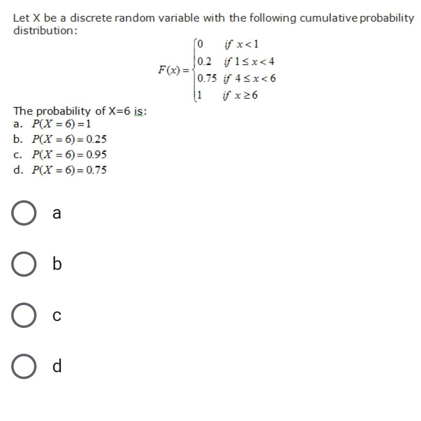 Solved Let X be a discrete random variable with the | Chegg.com