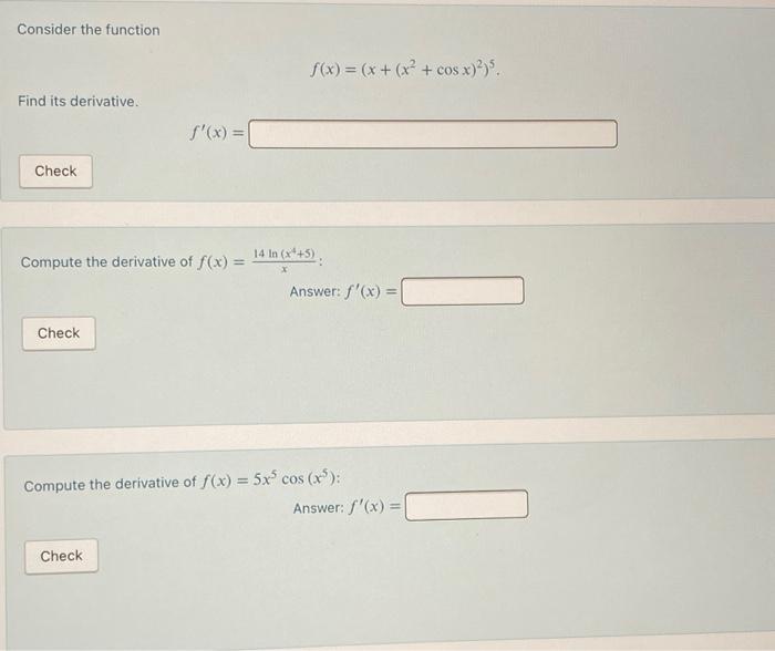 Solved Consider the function f(x) = (x + (x² + cos x)35. | Chegg.com