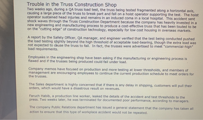 Trouble In The Truss Construction Shop Two Weeks Ago Chegg 