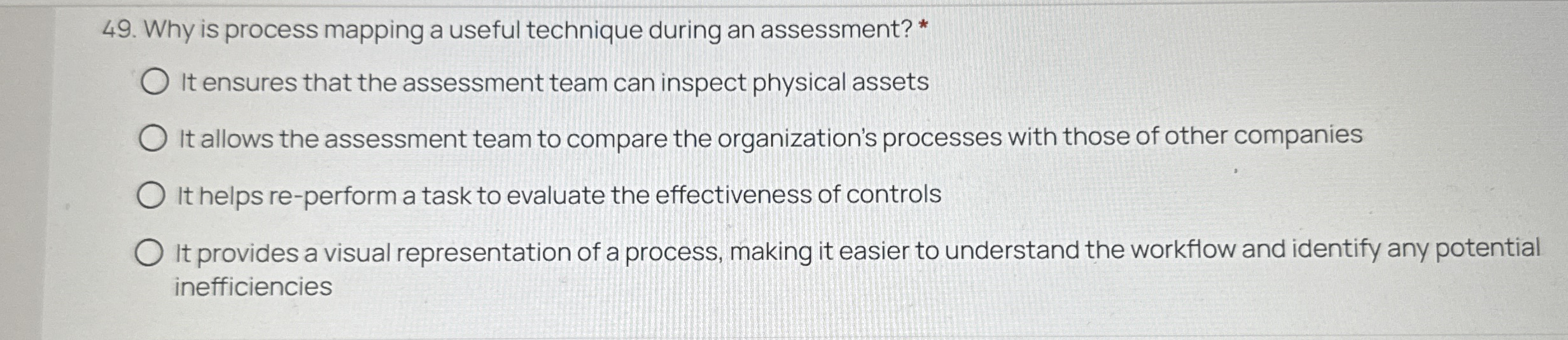Solved Why is process mapping a useful technique during an | Chegg.com