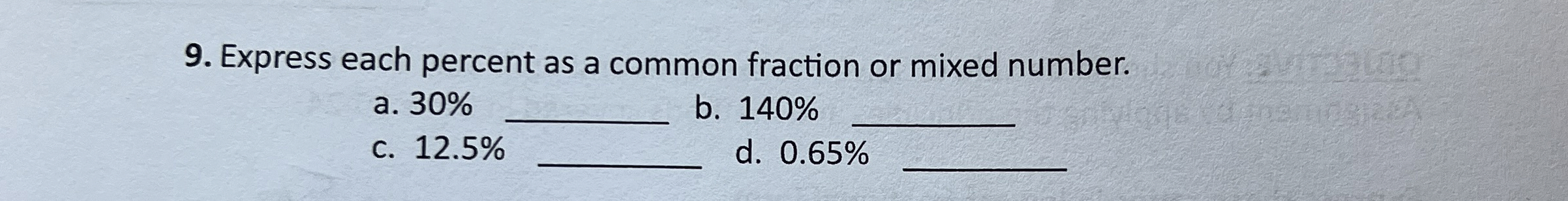 Solved Express each percent as a common fraction or mixed | Chegg.com