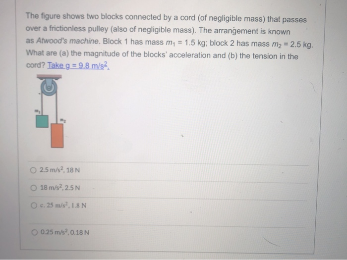 Solved The figure shows two blocks connected by a cord (of | Chegg.com