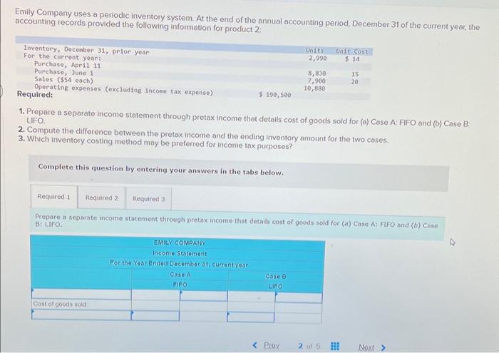 Solved Emily Company uses a periodic inventory system. At | Chegg.com