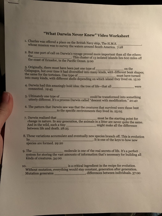 Solved What Darwin Never Knew Video Worksheet 1 Charle Chegg Com