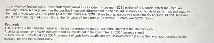 Solved Fuzzy Monkey Technologies, Incorporated Purchased As 