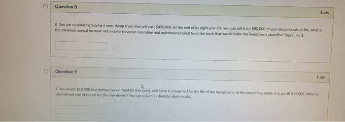 Solved Question 8 1 pts 8. You are considering buying a new | Chegg.com