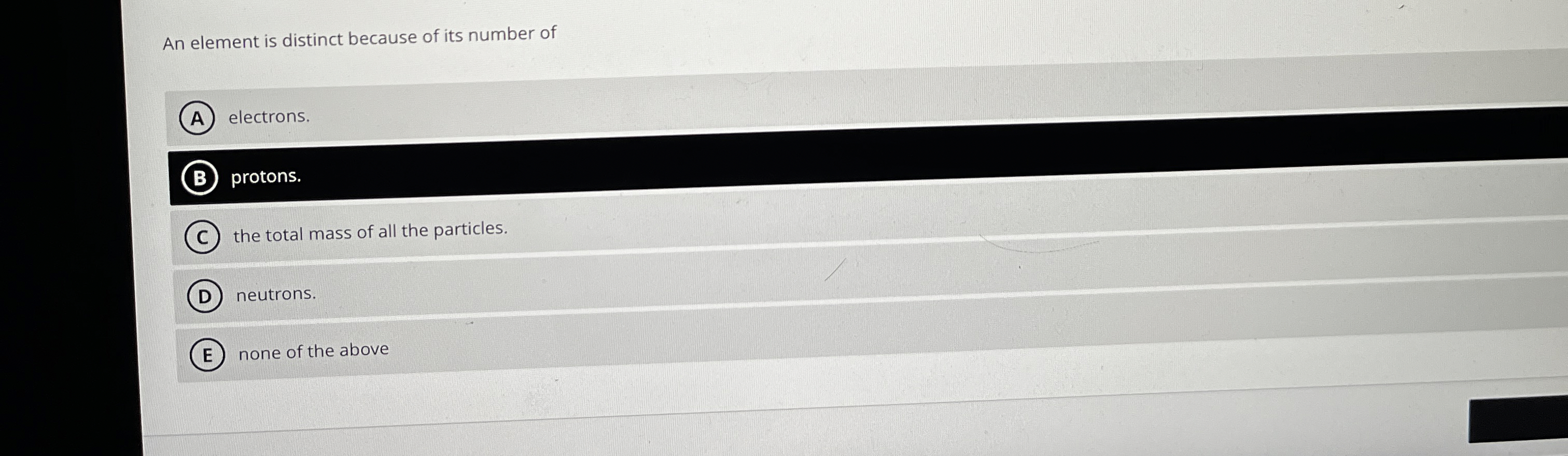 Solved An element is distinct because of its number