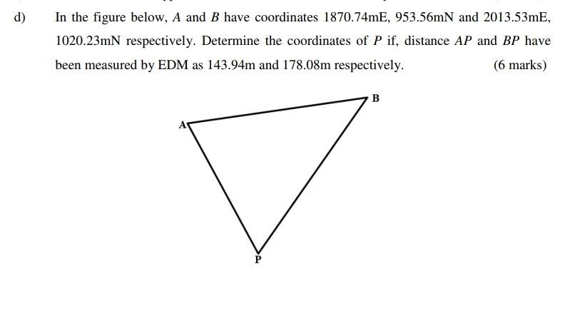 Solved d) In the figure below, A and B have coordinates | Chegg.com