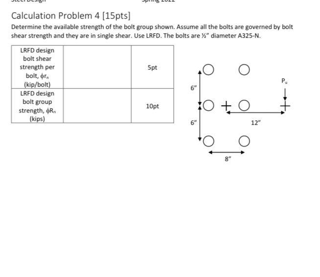 Solved Calculation Problem 4 [15pts] Determine the available | Chegg.com