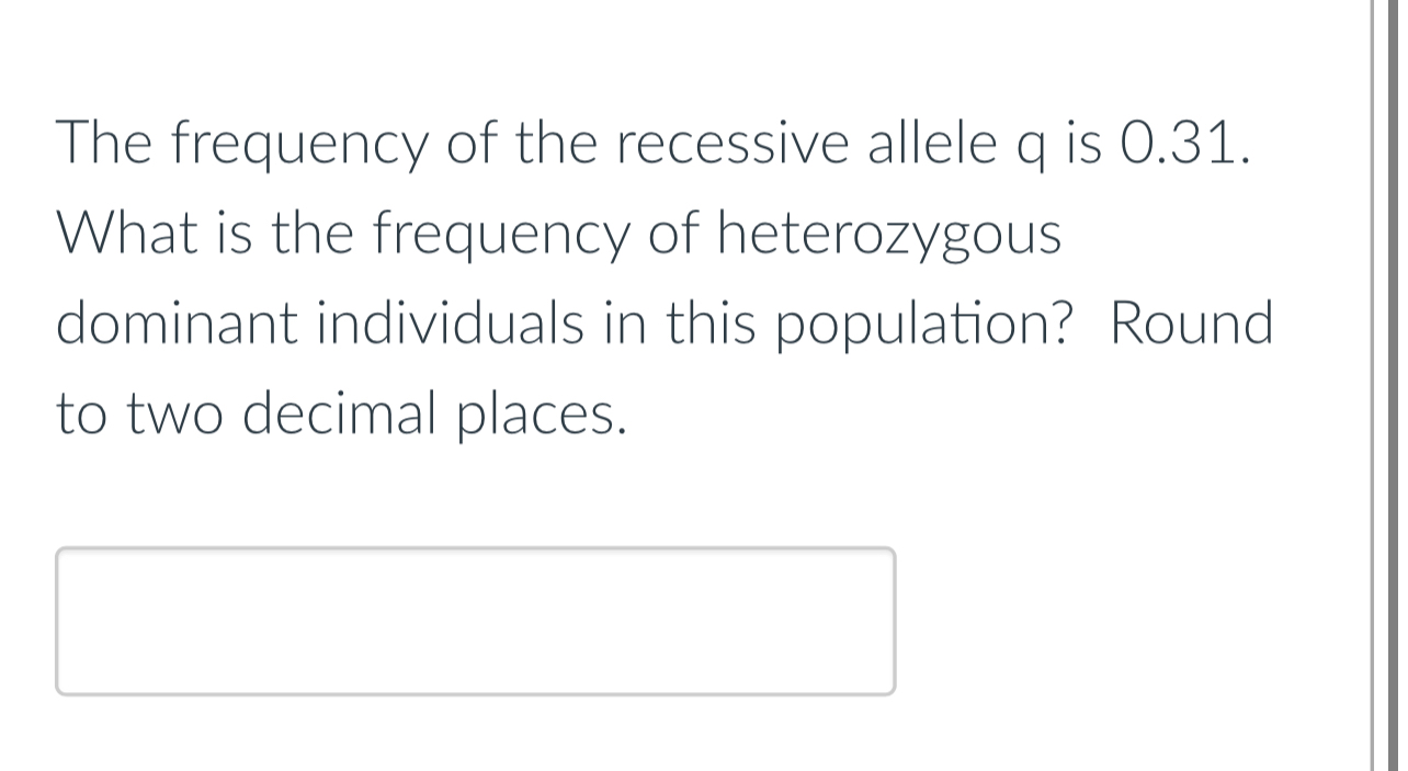 Solved The frequency of the recessive allele q ﻿is 0.31 . | Chegg.com