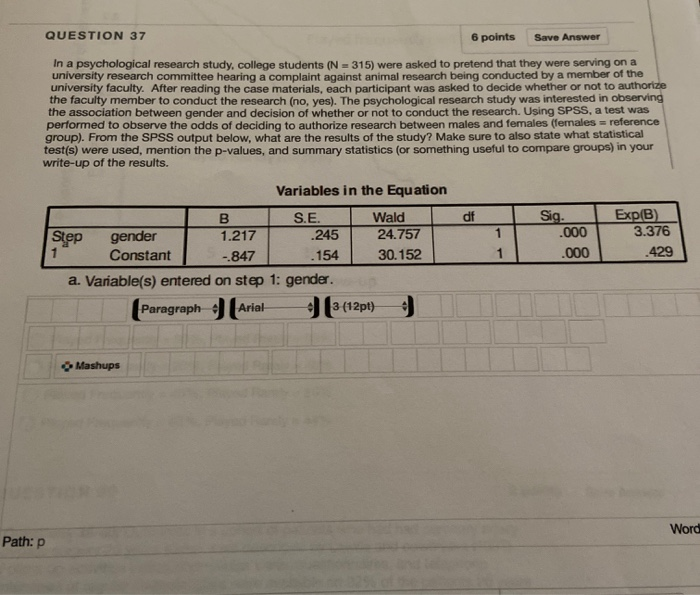 Solved Wha What do the results from SPSS show? what | Chegg.com