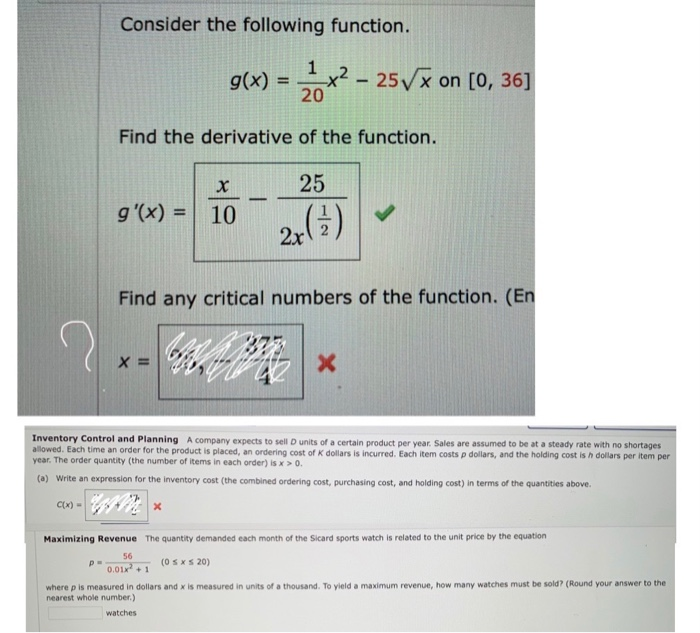 Solved Consider the following function. g(x) = 20 1x2 - 25/x | Chegg.com