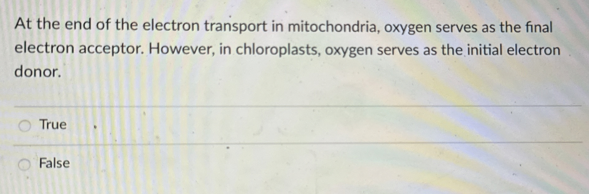 Solved At the end of the electron transport in mitochondria, | Chegg.com
