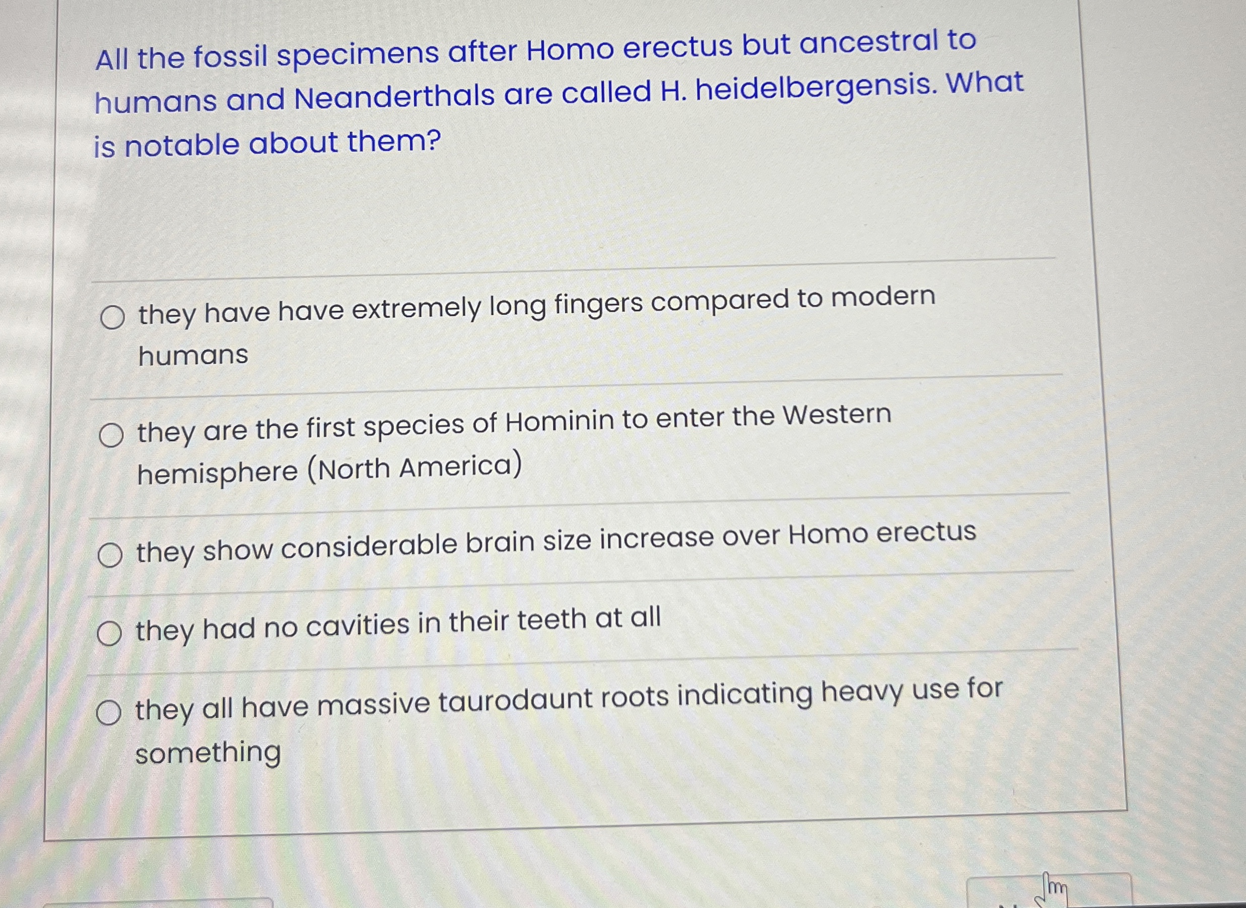 Solved All the fossil specimens after Homo erectus but | Chegg.com