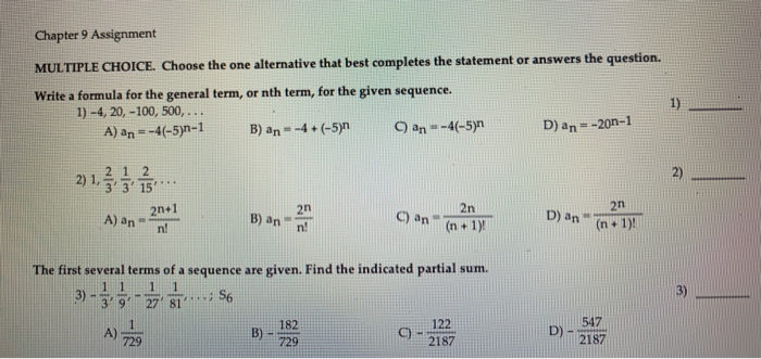 Solved Chapter 9 Assignment MULTIPLE CHOICE. Choose the one | Chegg.com
