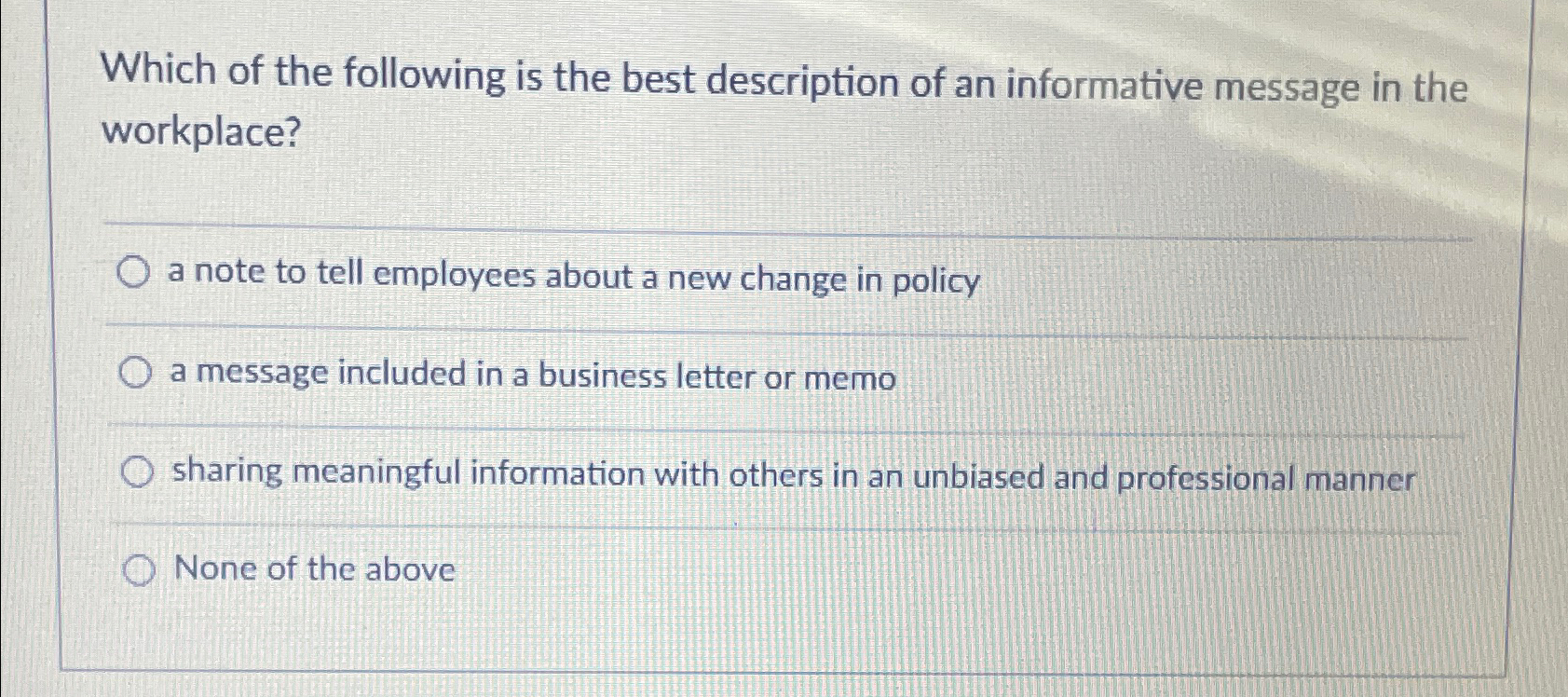 Solved Which of the following is the best description of an | Chegg.com
