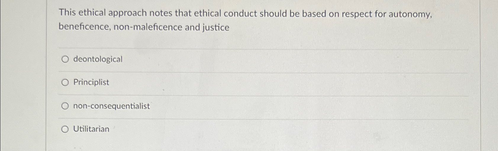 Solved This ethical approach notes that ethical conduct | Chegg.com