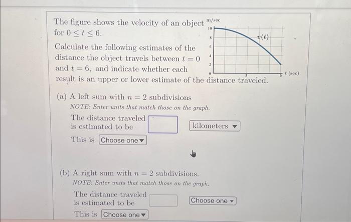 Solved The figure shows the velocity of an object for 0≤t≤6. | Chegg.com