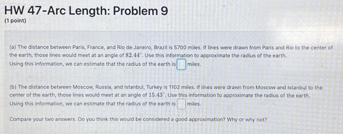 Solved a The distance between Paris France and Rio de Chegg