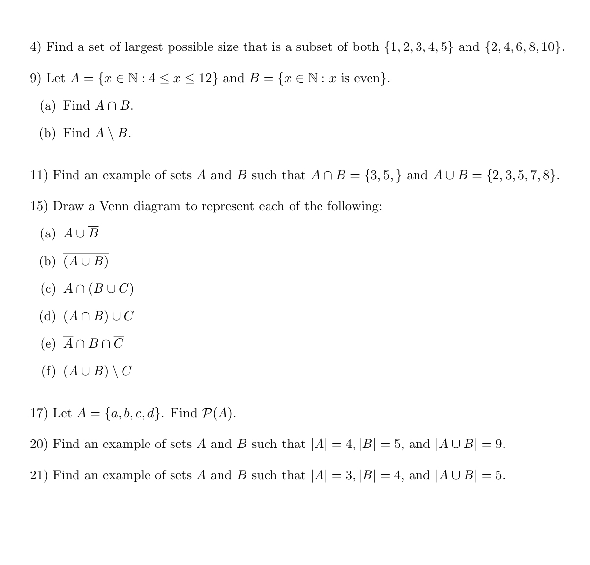 Solved Find A Set Of Largest Possible Size That Is A Subset | Chegg.com